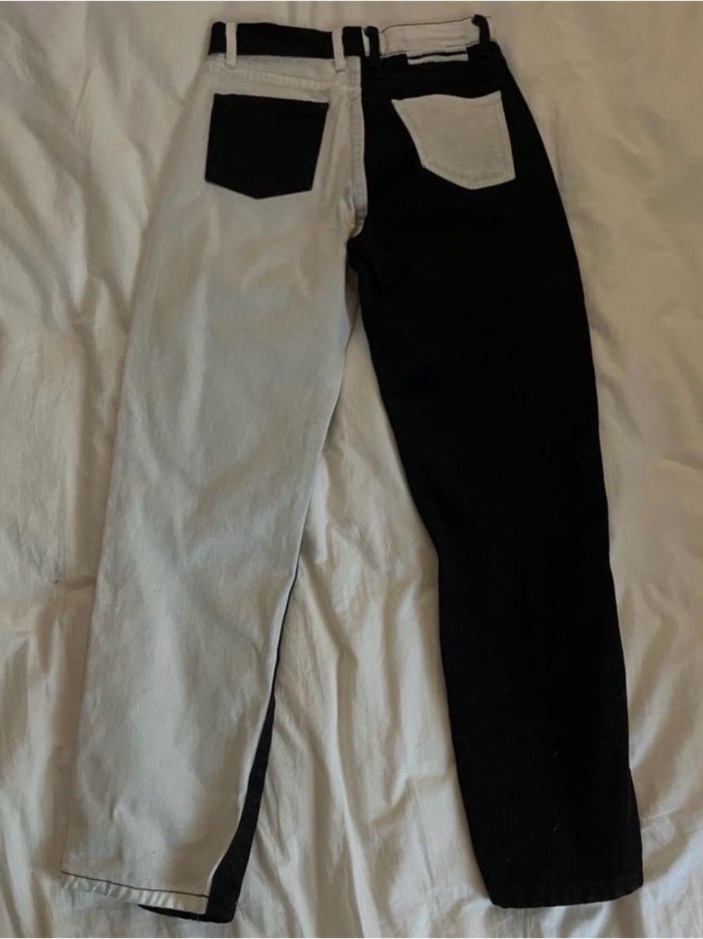 REVICE Black and White Split Colorblock Jeans - Picture 3 of 3